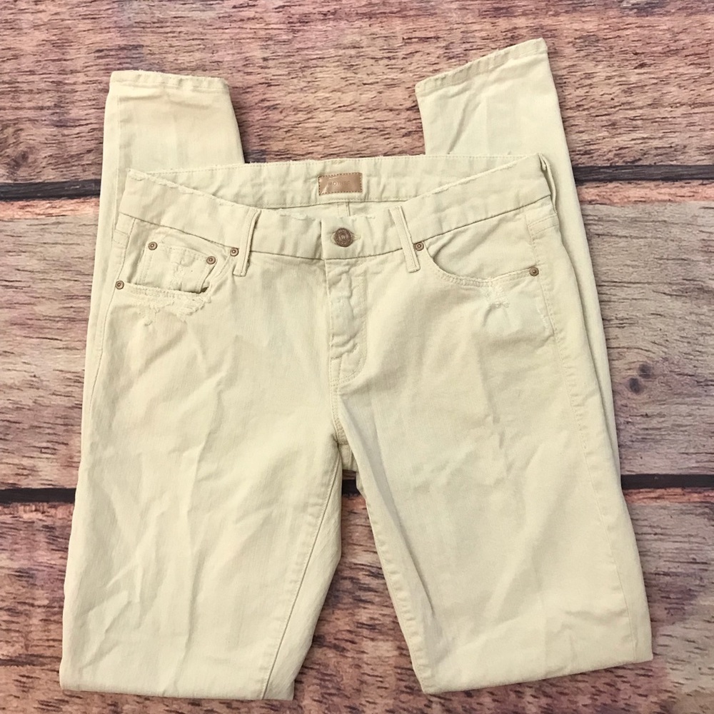 Mother The Looker Cream Jeans Skinny Distressed 29